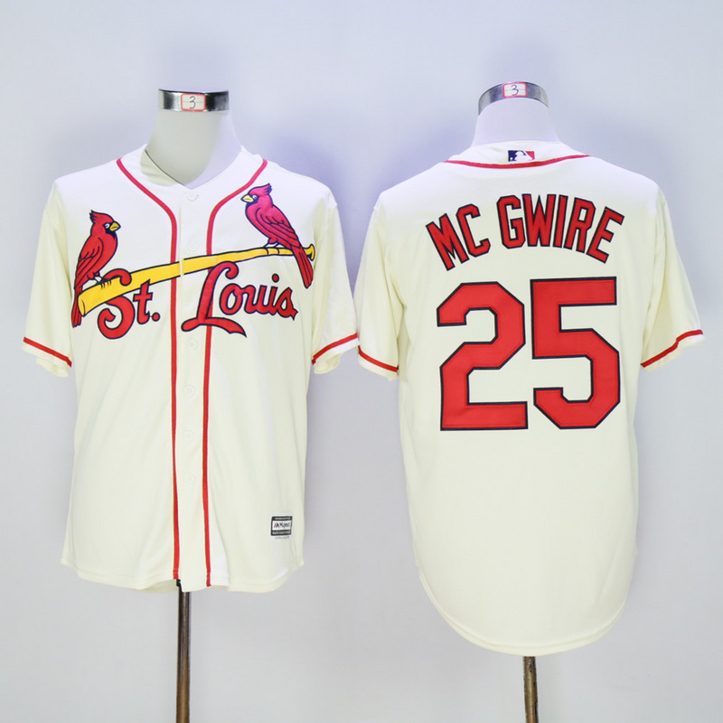 Men St. Louis Cardinals #25 Mc Gwire Cream Throwback MLB Jerseys->->MLB Jersey